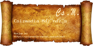 Csizmadia Ménás névjegykártya